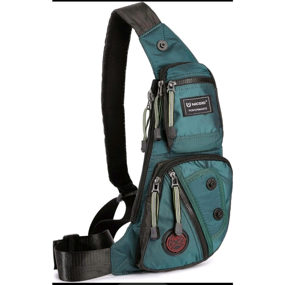 NICGID Sling Bag Chest Shoulder Backpack Crossbody Bags Casual Dark Green Teal
